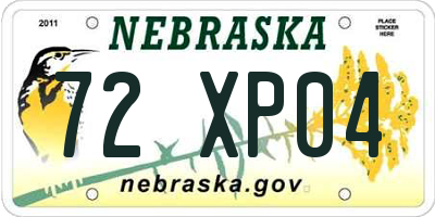 NE license plate 72XP04