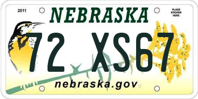 NE license plate 72XS67
