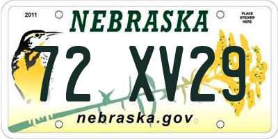 NE license plate 72XV29