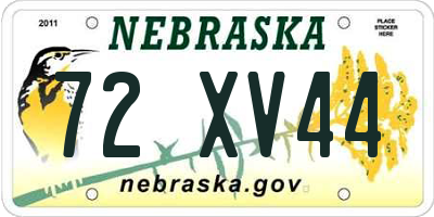 NE license plate 72XV44