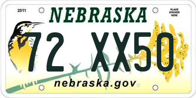 NE license plate 72XX50