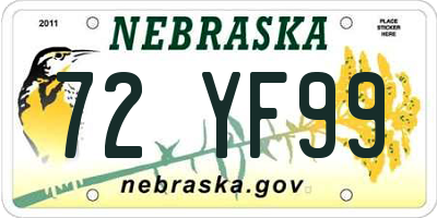 NE license plate 72YF99