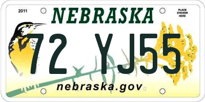 NE license plate 72YJ55