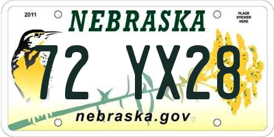 NE license plate 72YX28