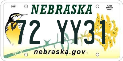 NE license plate 72YY31