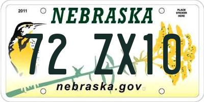 NE license plate 72ZX10