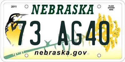 NE license plate 73AG40