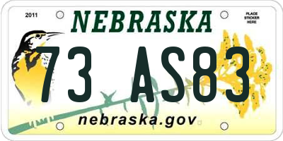NE license plate 73AS83