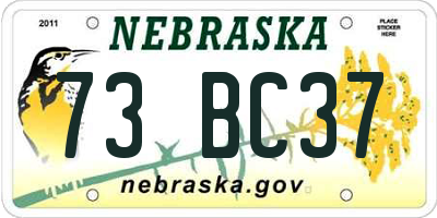 NE license plate 73BC37