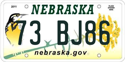 NE license plate 73BJ86