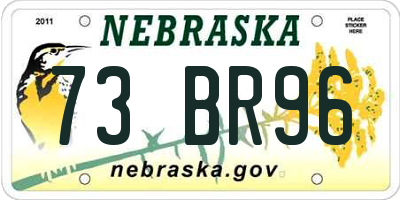 NE license plate 73BR96