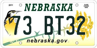 NE license plate 73BT32