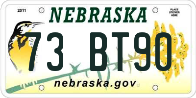 NE license plate 73BT90