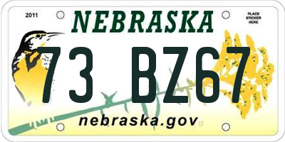 NE license plate 73BZ67