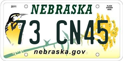 NE license plate 73CN45