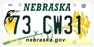 NE license plate 73CW31