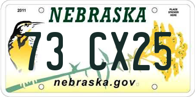 NE license plate 73CX25
