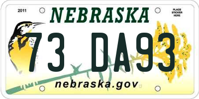 NE license plate 73DA93