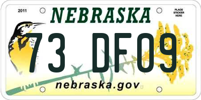 NE license plate 73DF09