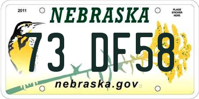 NE license plate 73DF58