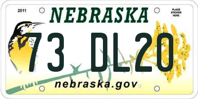 NE license plate 73DL20