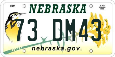 NE license plate 73DM43