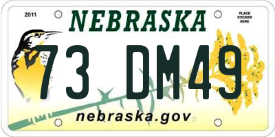 NE license plate 73DM49