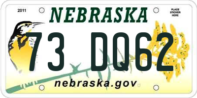 NE license plate 73DQ62