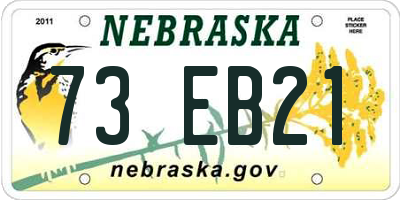 NE license plate 73EB21