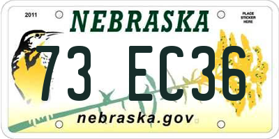 NE license plate 73EC36