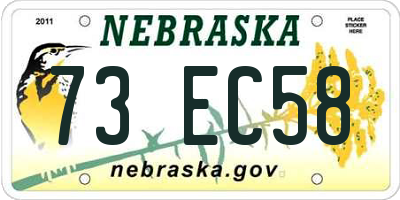 NE license plate 73EC58