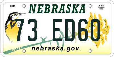 NE license plate 73ED60