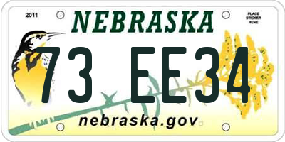 NE license plate 73EE34