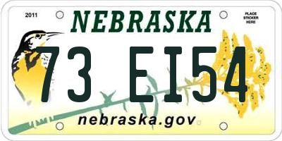 NE license plate 73EI54
