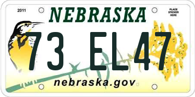 NE license plate 73EL47
