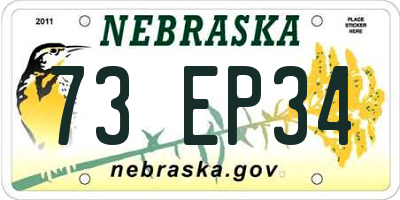 NE license plate 73EP34