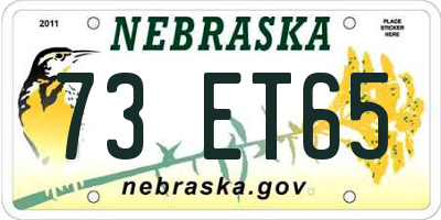 NE license plate 73ET65