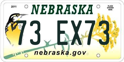 NE license plate 73EX73