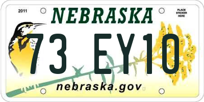 NE license plate 73EY10