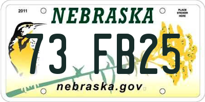 NE license plate 73FB25