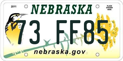 NE license plate 73FF85