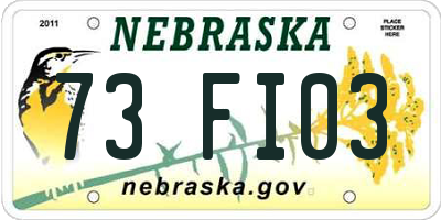 NE license plate 73FI03