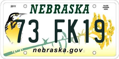 NE license plate 73FK19
