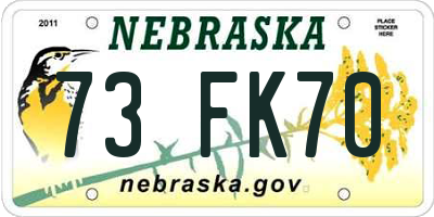 NE license plate 73FK70