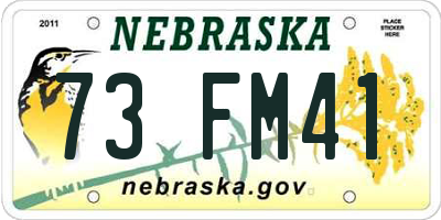 NE license plate 73FM41