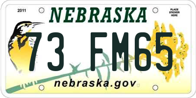 NE license plate 73FM65