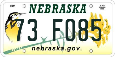 NE license plate 73FO85