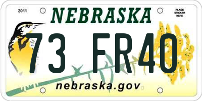 NE license plate 73FR40