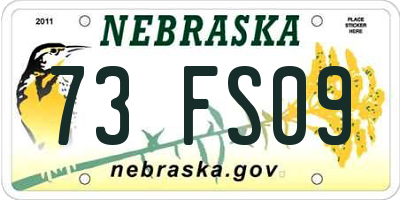 NE license plate 73FS09