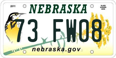 NE license plate 73FW08
